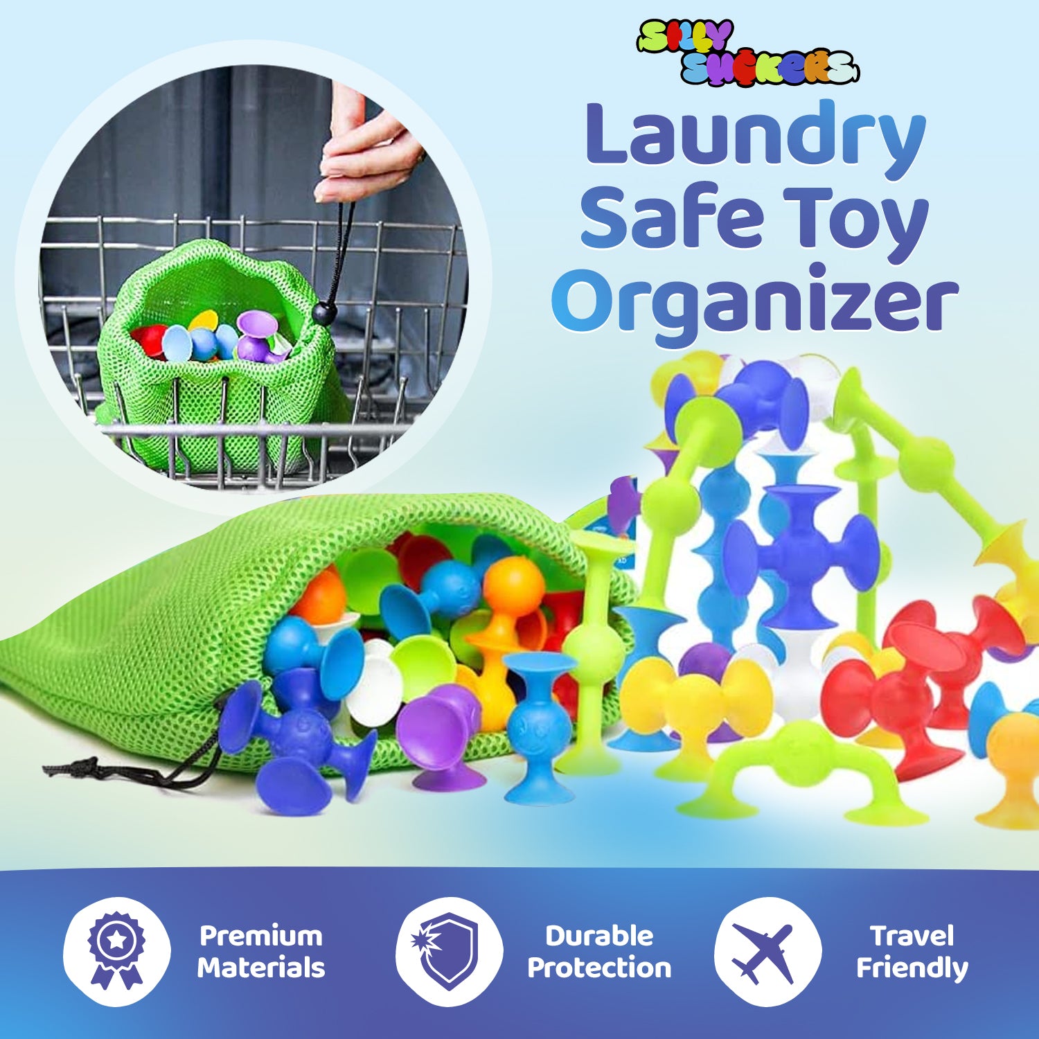 Silly Suckers 50 PCS Suction Cup Toys | Connect - Build - Create | Smooth Soft Edges | BPA Safe | Dishwasher Safe | Bath Toys | Toddler Toys | Sensory Toys | Hours of Fun ❤️